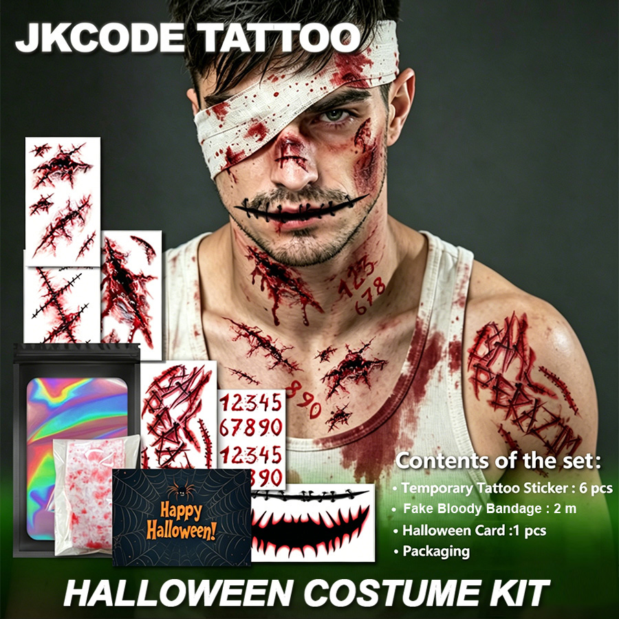 ハロウィンホラーコスチューム、ハロウィンタトゥーギフトボック - Women Accessories Combo Gift のレビューと価格