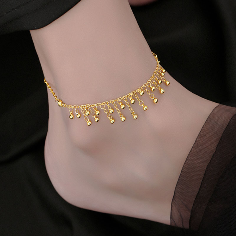 ラウンドビーズタッセルアンクルチェーン,925スターリングシ - Beaded Anklet Chain のレビューと価格