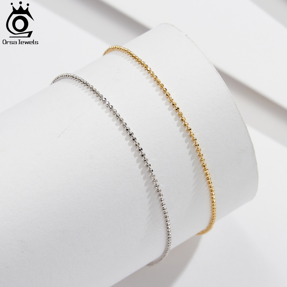 ORSA JEWELS 925 スターリングシルバー 1mm - Beaded Anklet Chain のレビューと価格