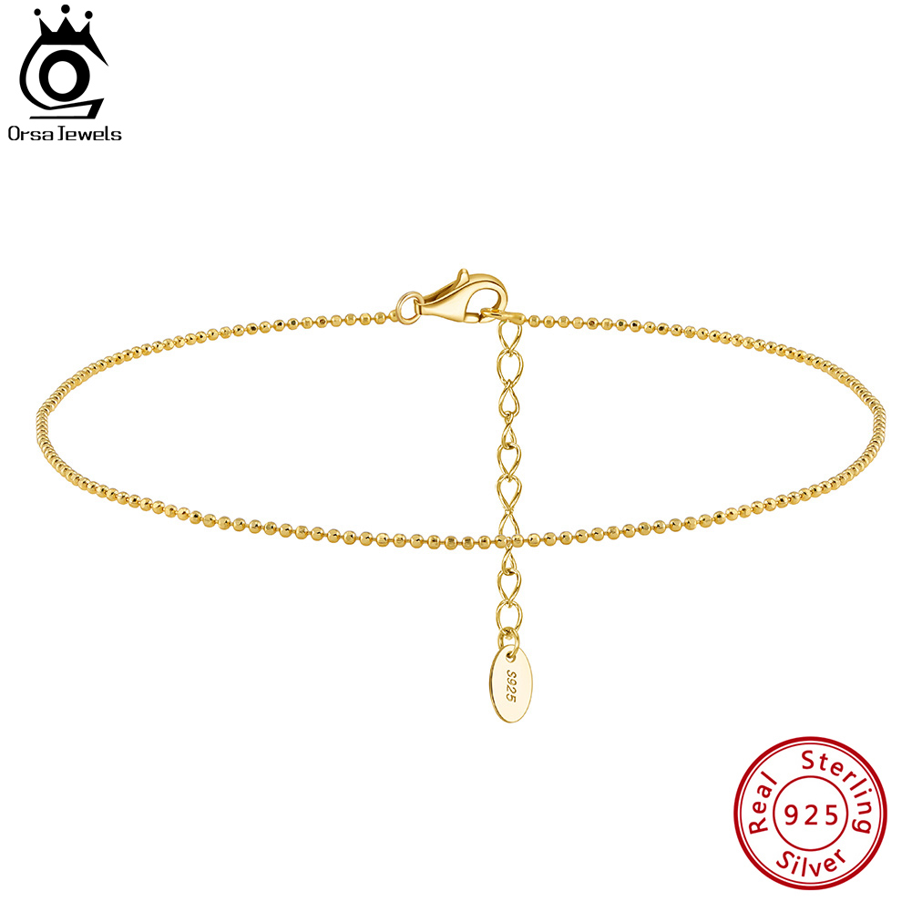 ORSA JEWELS 925 スターリングシルバー 1mm - Beaded Anklet Chain のレビューと価格
