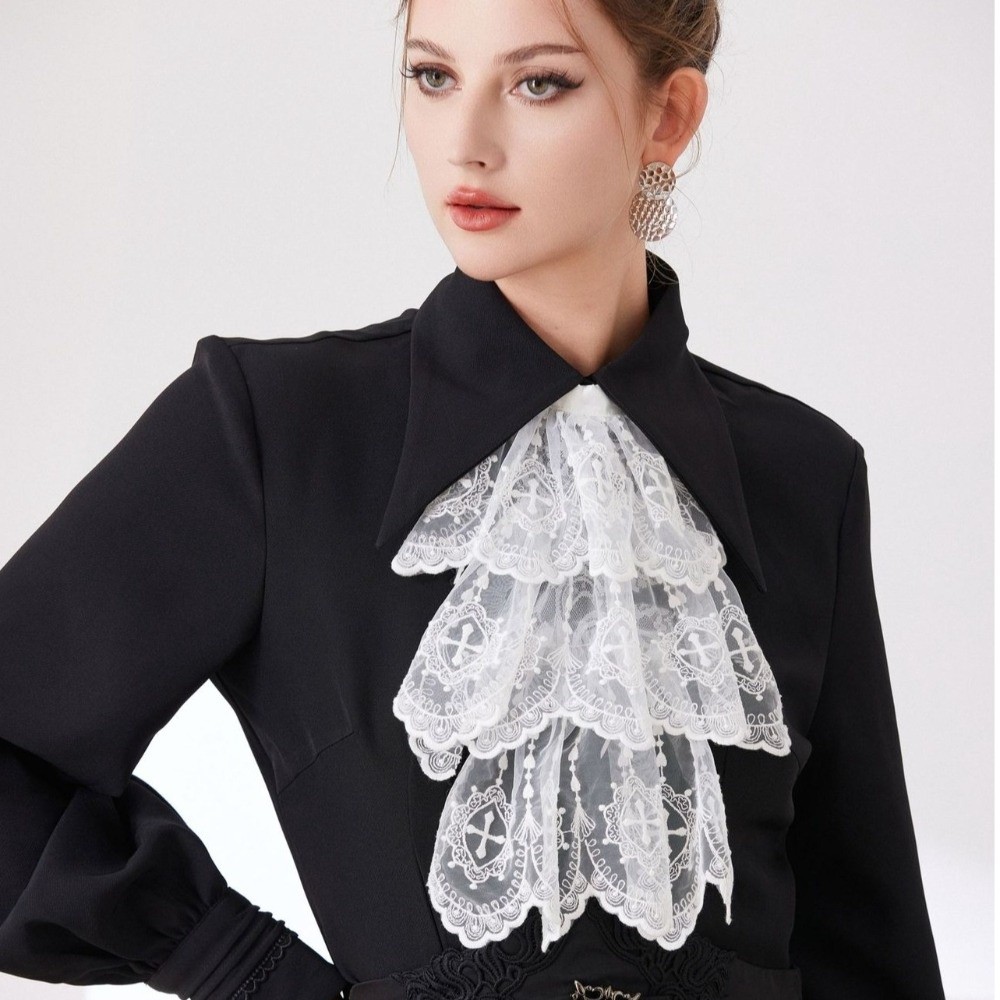 ビクトリア朝スタイルのレースジャボ襟白取り外し可能なフリル付 - Women'S Victorian Accessories のレビューと価格