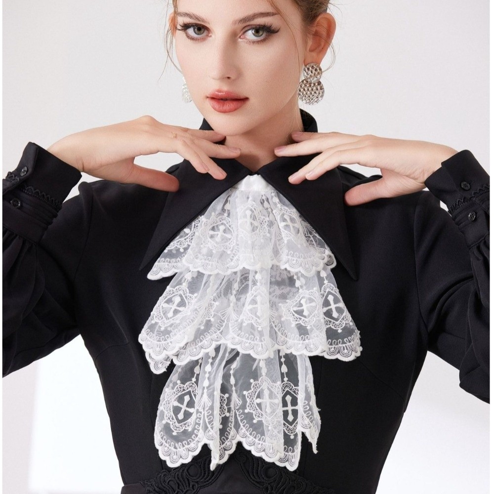 ビクトリア朝スタイルのレースジャボ襟白取り外し可能なフリル付 - Women'S Victorian Accessories のレビューと価格